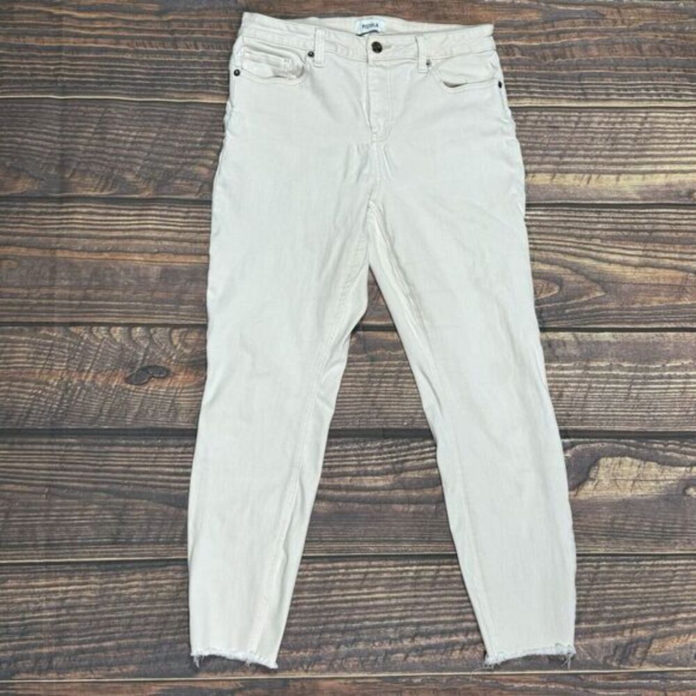 Pistola Women's Size 30 Light‎ Blush Denim Straight Jeans Fringe Hem Mid Rise